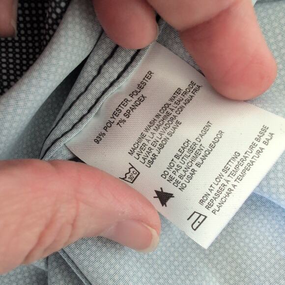 C-Lab NYC Shirt Size Large 16 1/2 Blue Patterned Slim Fit Button Front Career - Picture 5 of 7